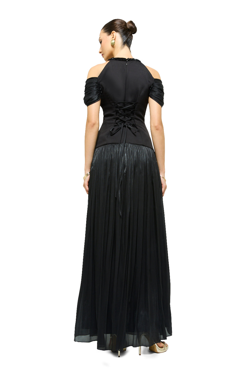 Crystal Halo Pleated Gown