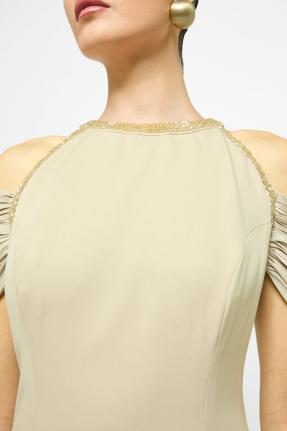 Crystal Halo Pleated Gown