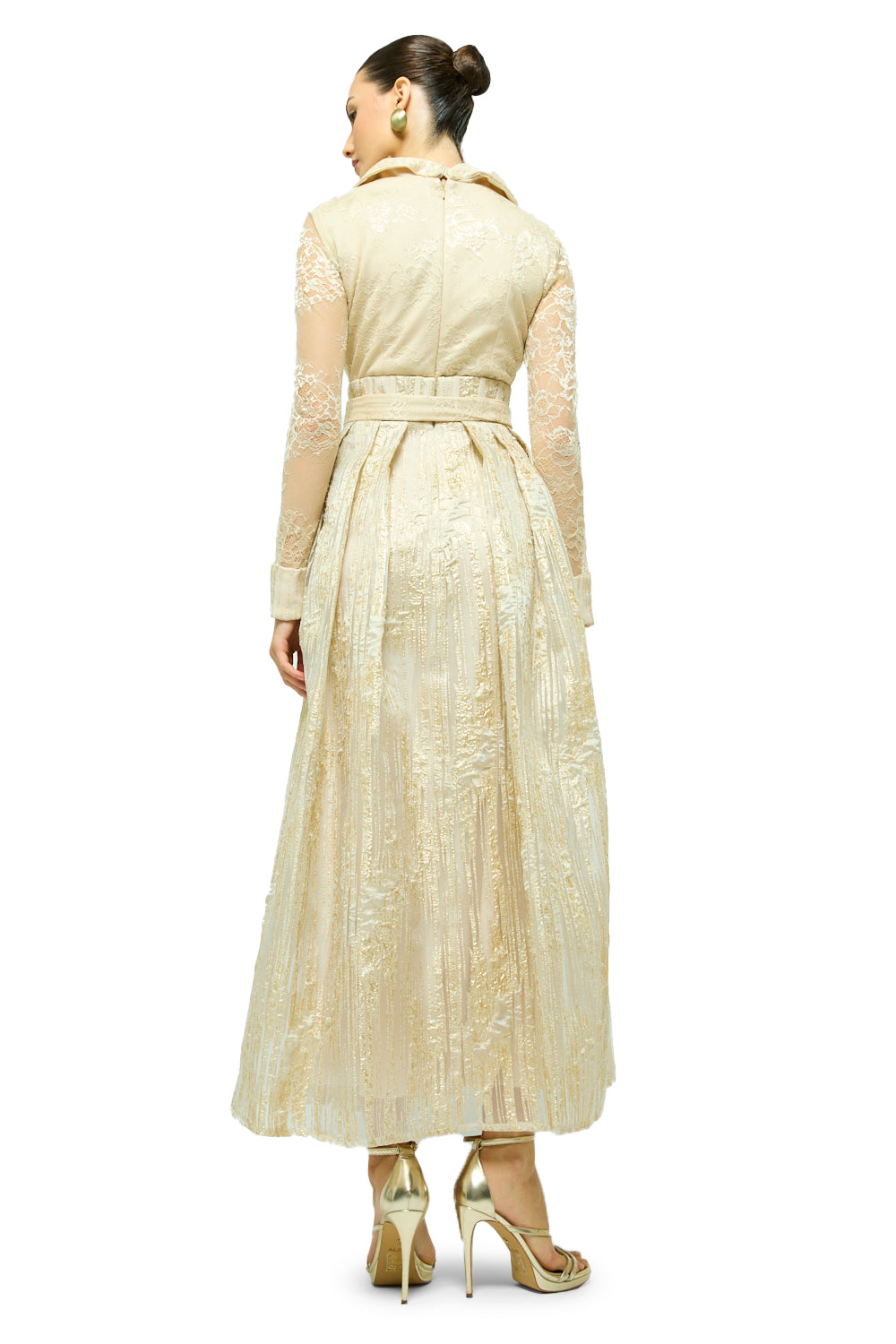 Midnight Brocade Corset Midi Dress