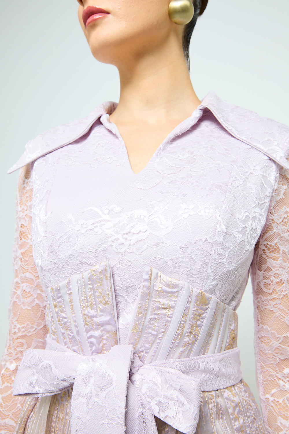 Midnight Brocade Corset Midi Dress
