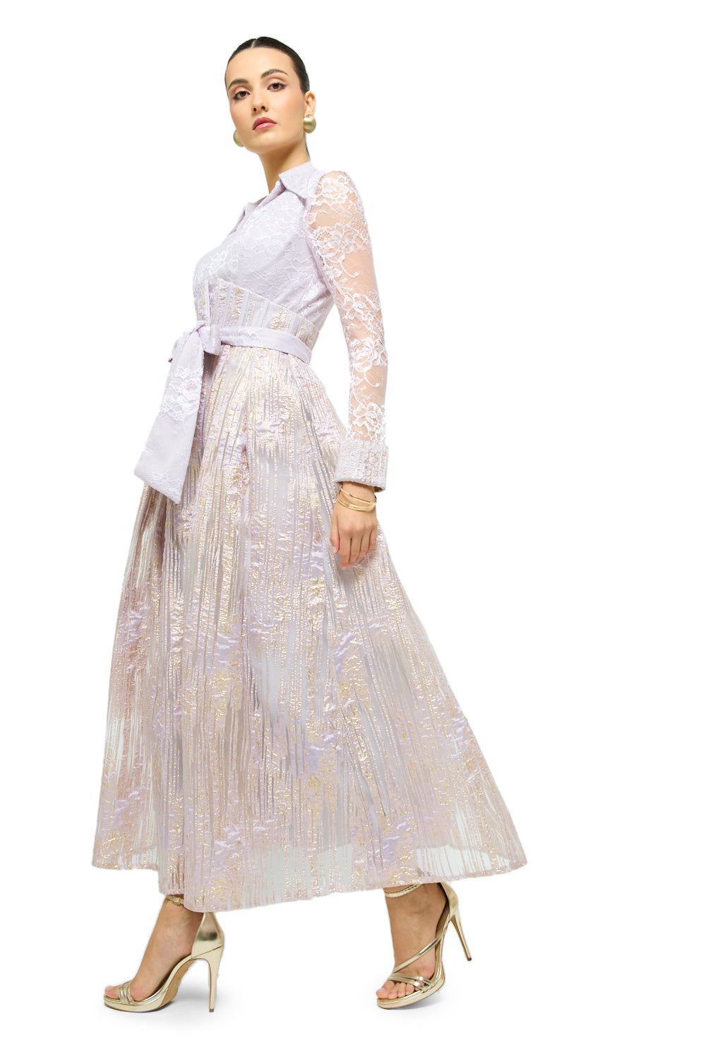 Midnight Brocade Corset Midi Dress