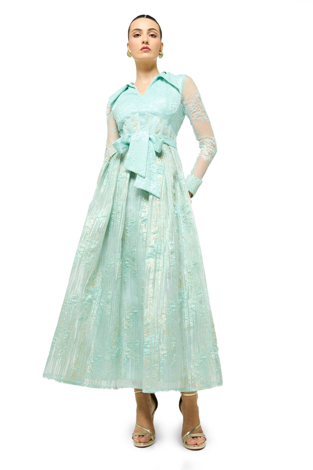 Midnight Brocade Corset Midi Dress
