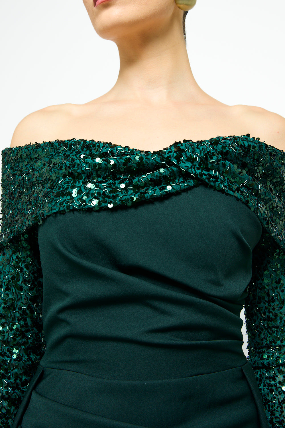 Midnight Radiance Off-Shoulder Gown