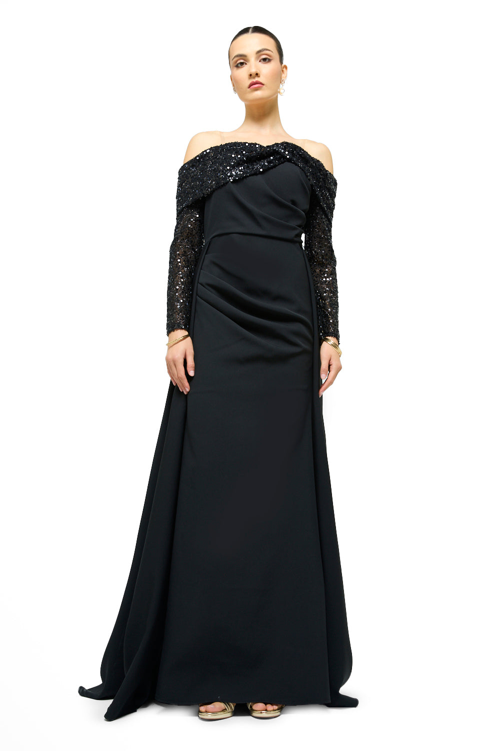 Midnight Radiance Off-Shoulder Gown