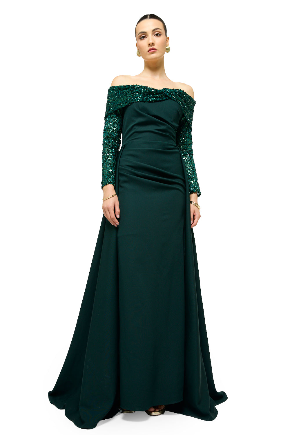 Midnight Radiance Off-Shoulder Gown