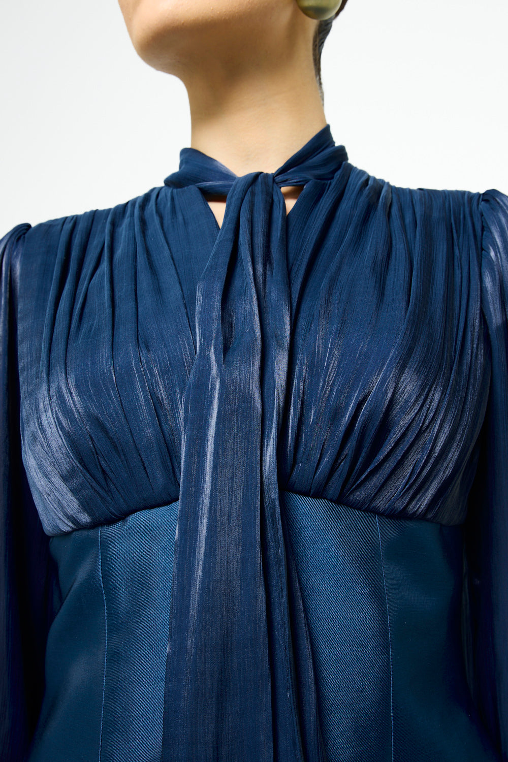 Whispered Bow Pleated Maxi Dress