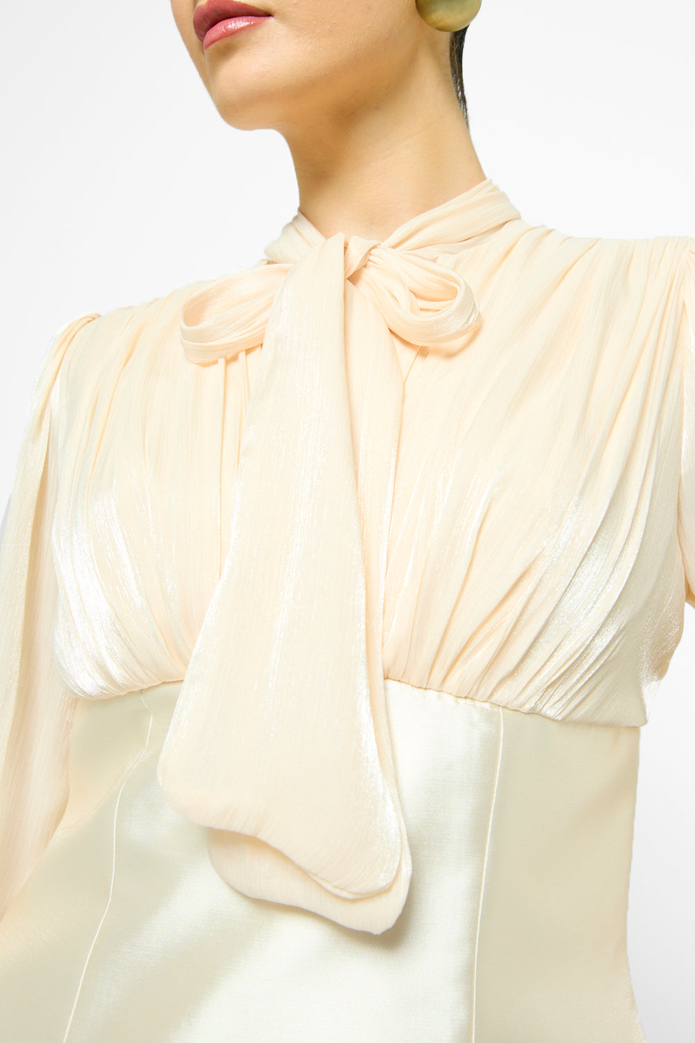 Whispered Bow Pleated Maxi Dress
