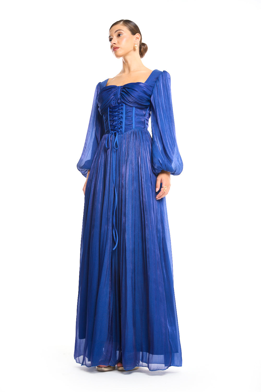 Ethereal Lace-Up Corsetry Maxi Gown
