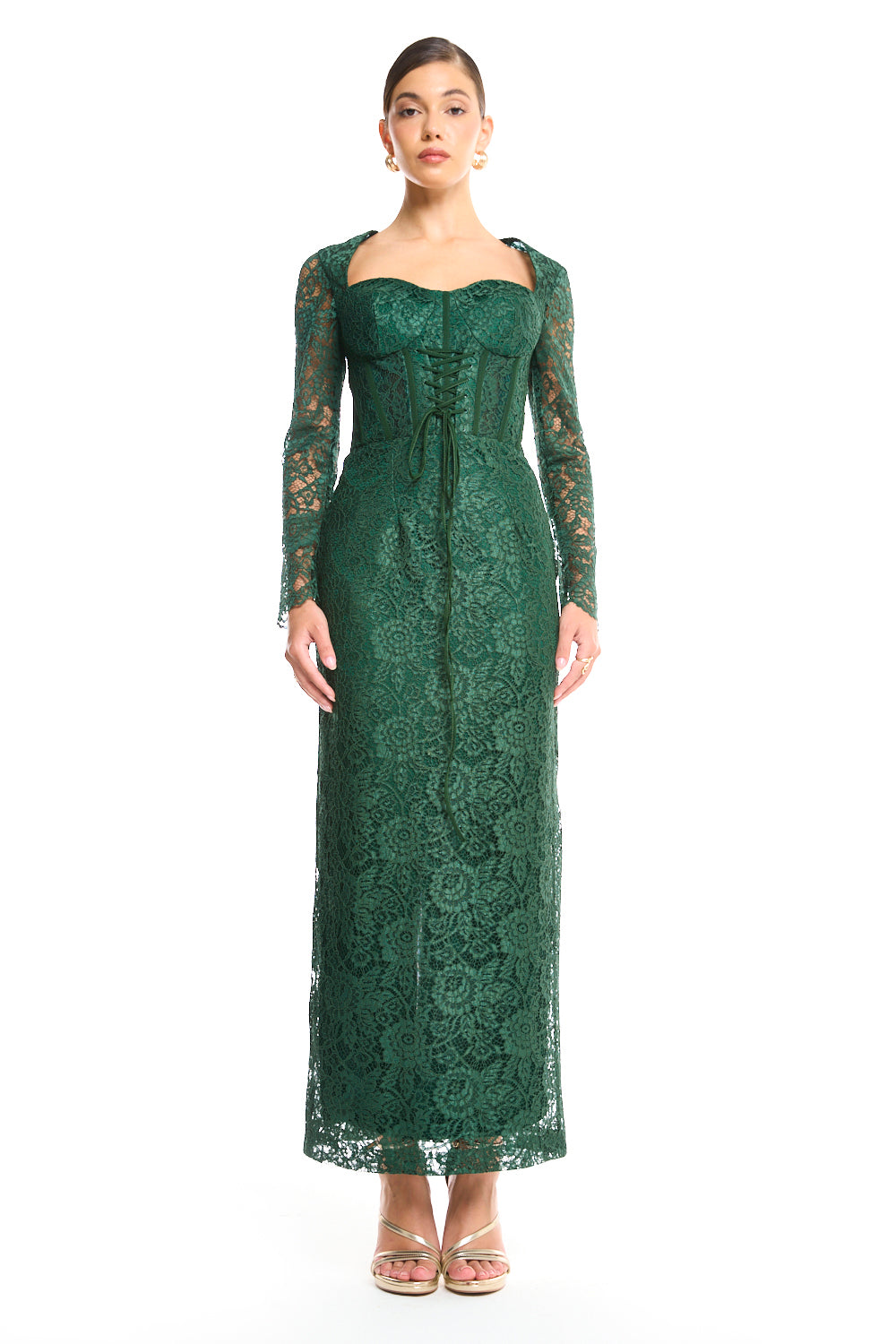 Botanical Lace Column Dress