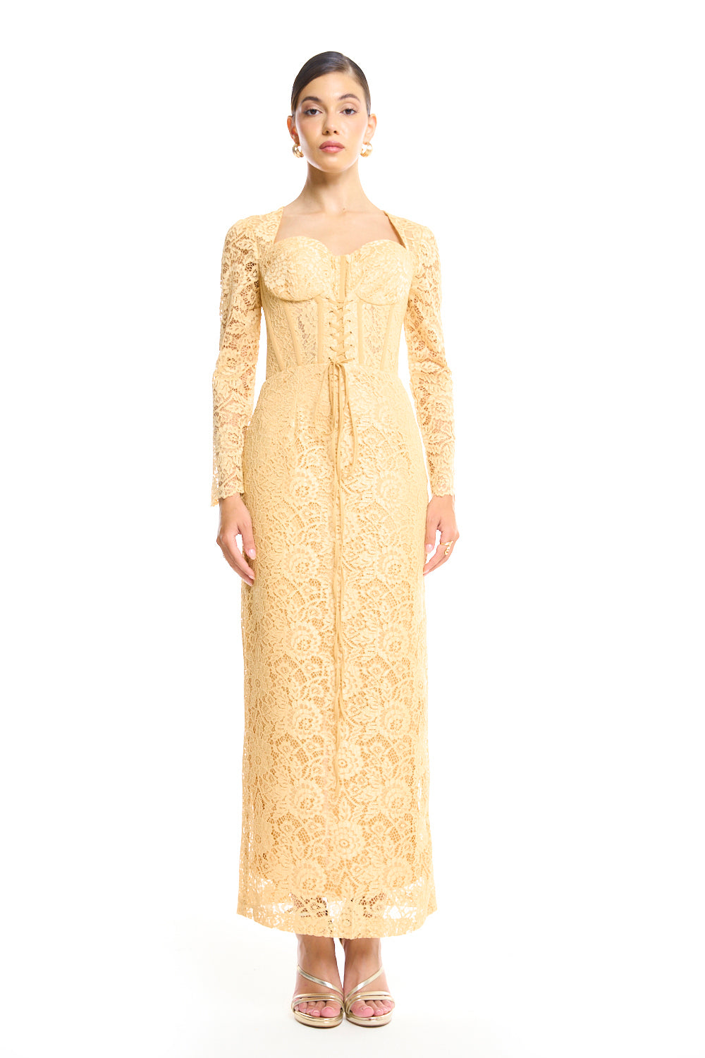 Botanical Lace Column Dress