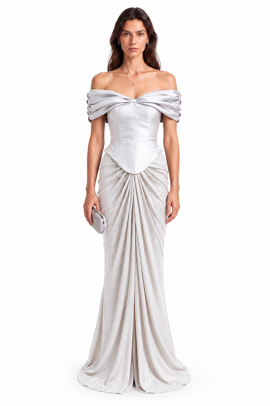 "Dana" Bow Off Shoulder Gown