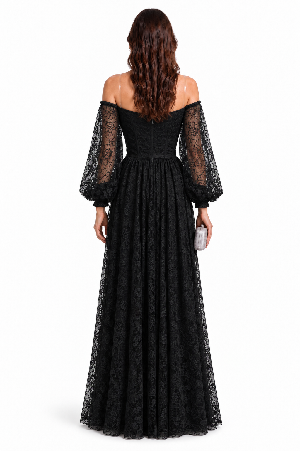 "Elara" Lace Puff Sleeve Gown
