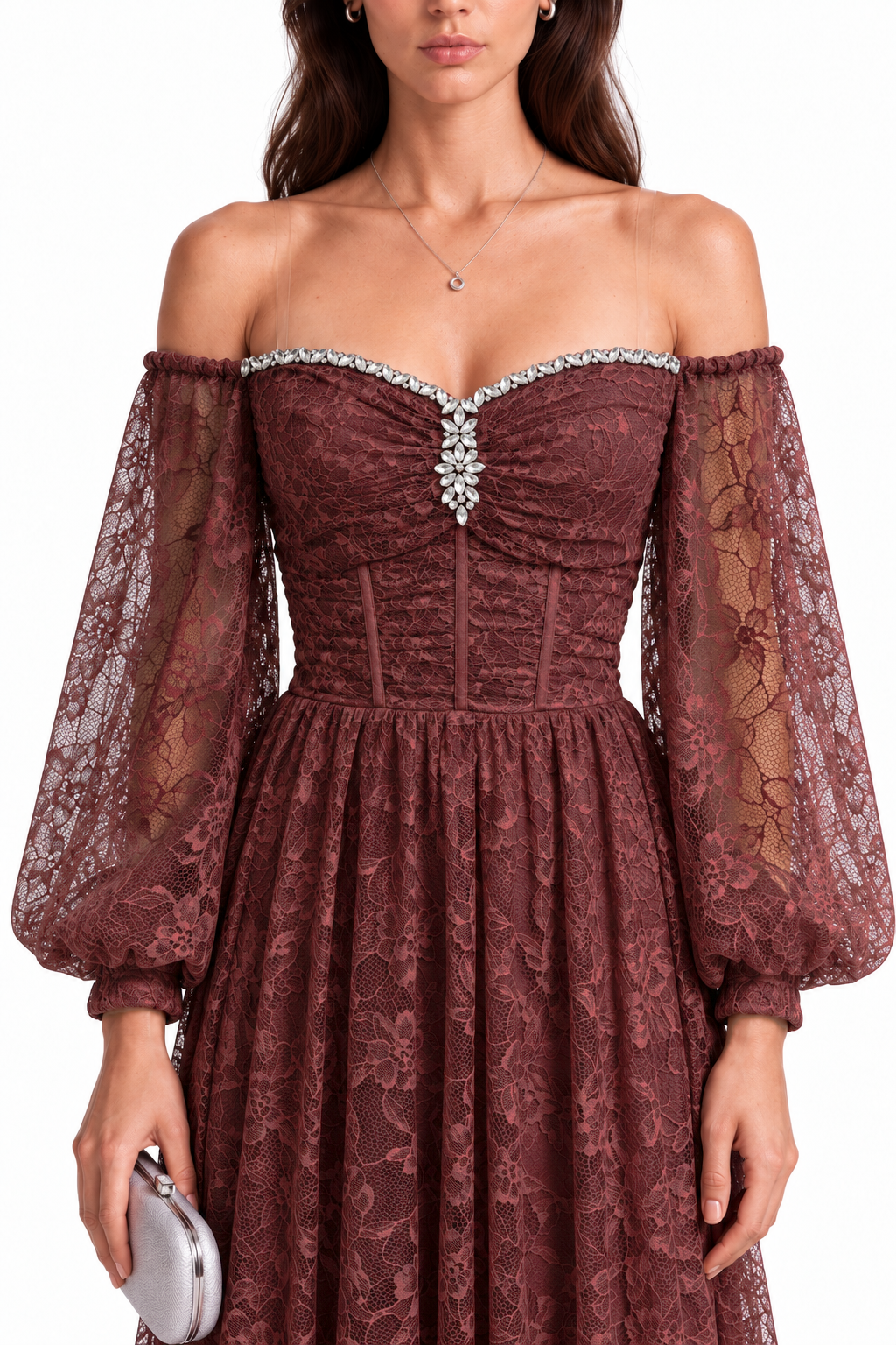 "Elara" Lace Puff Sleeve Gown