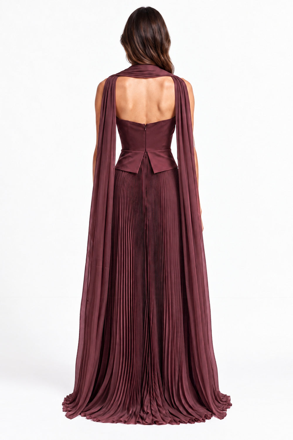 "Rana" Floral Embroidered Strapless Gown