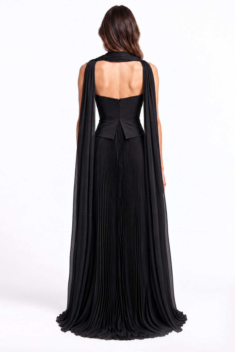 "Rana" Floral Embroidered Strapless Gown
