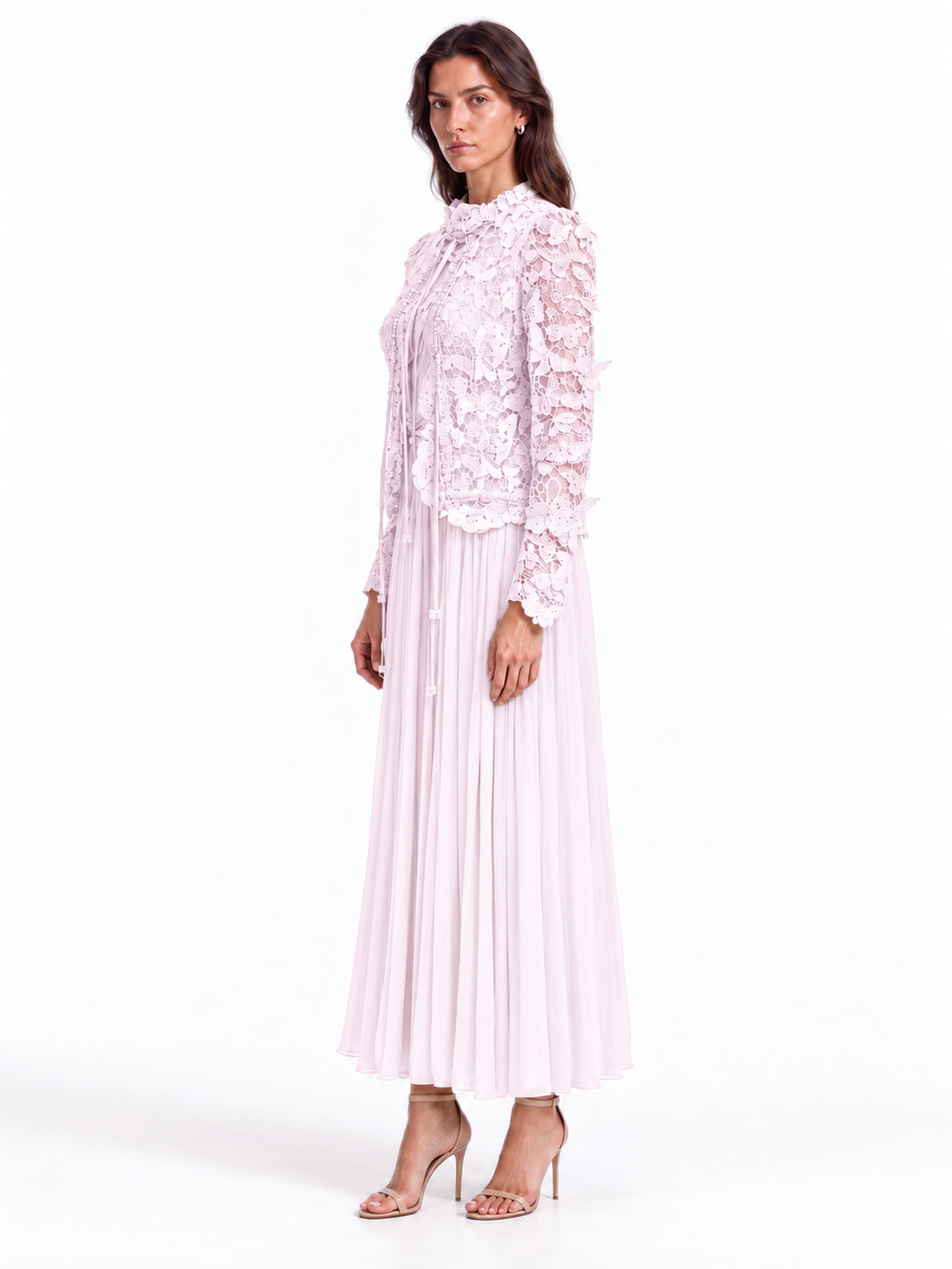 "Elara" Butterfly Lace Jacket Maxi Dress