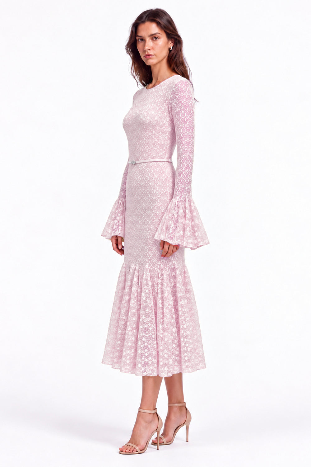 "Elara" Boat-Neck Bell Sleeve Dress