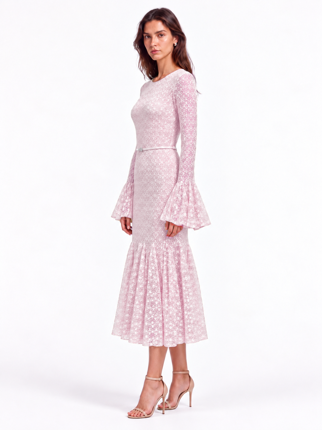 "Elara" Boat-Neck Bell Sleeve Dress