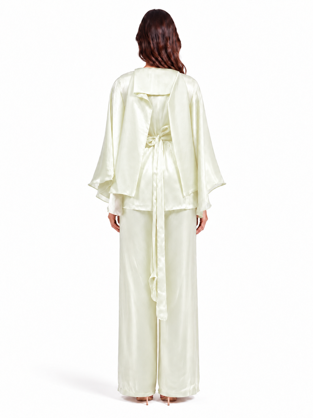 "Nina" Satin Square-Neck Cape Sleeve Style Set