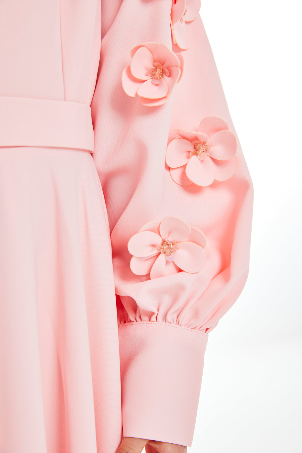Floral Appliqué Sleeve Maxi Dress