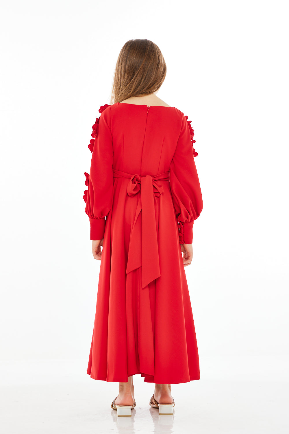 Floral Appliqué Sleeve Gown