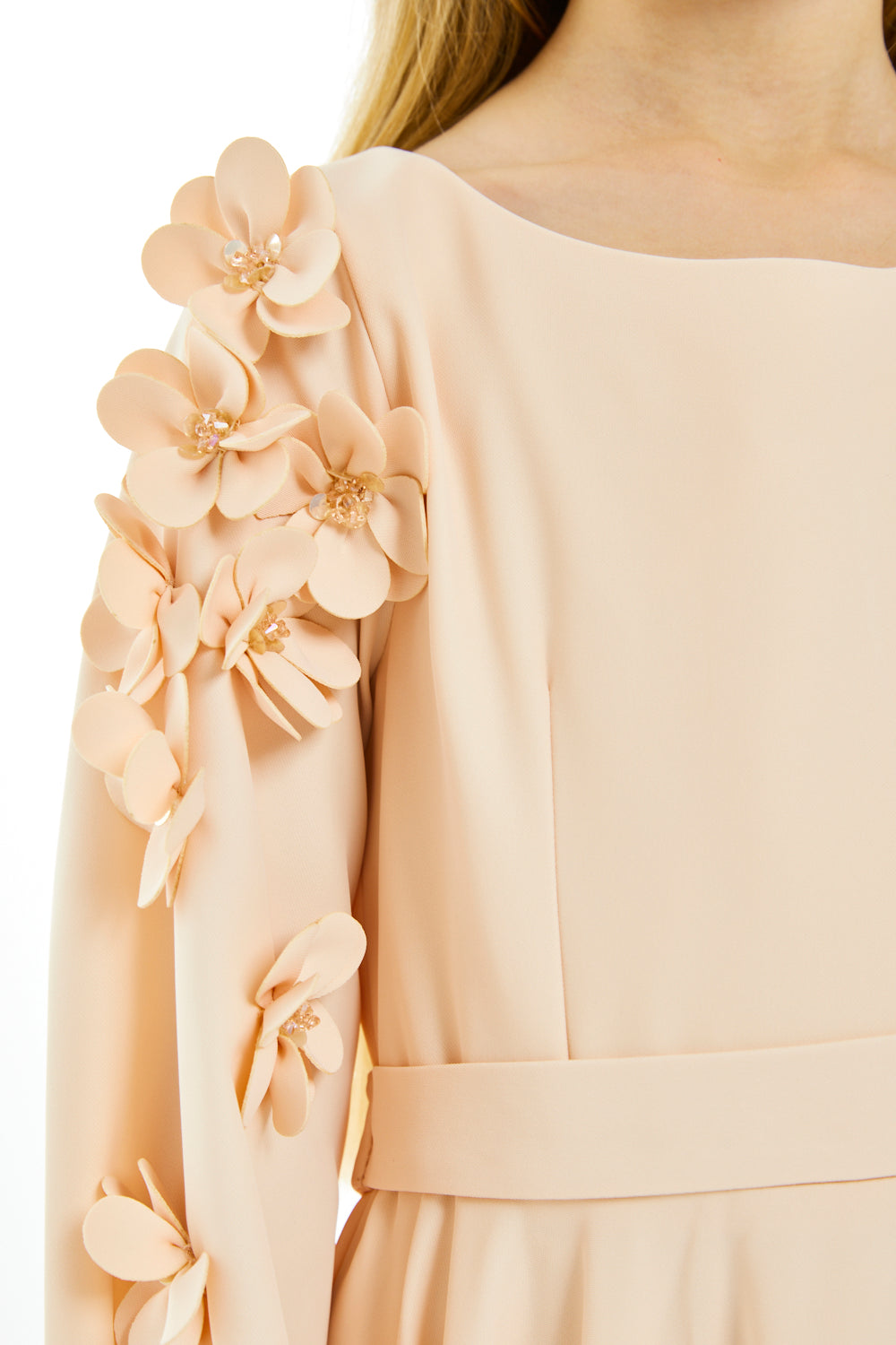Floral Appliqué Sleeve Maxi Dress