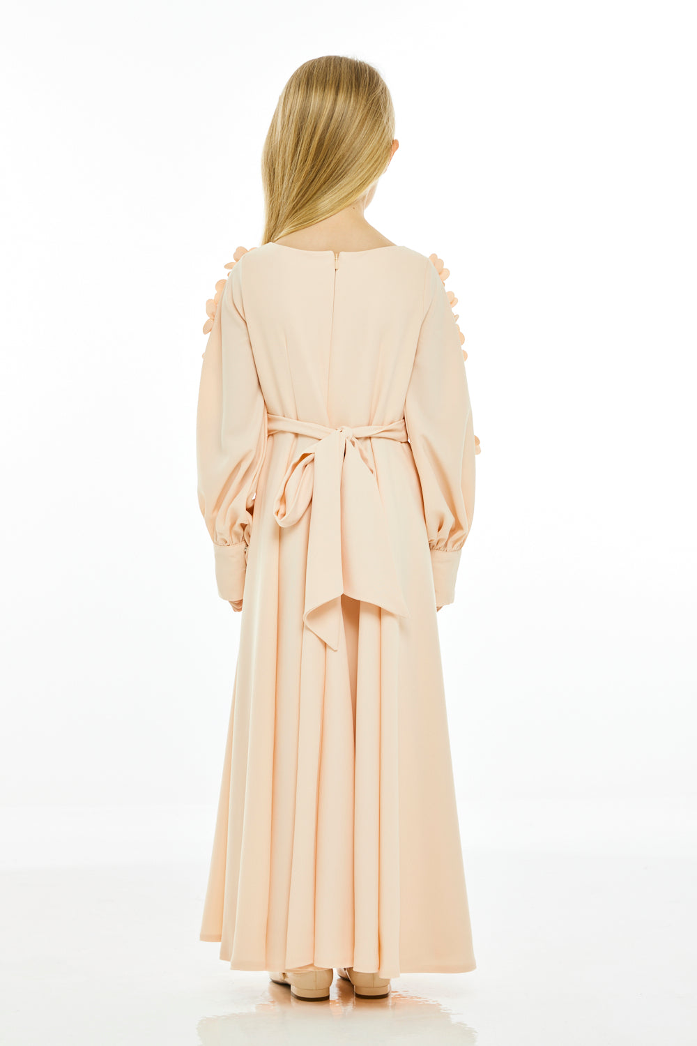 Floral Appliqué Sleeve Gown