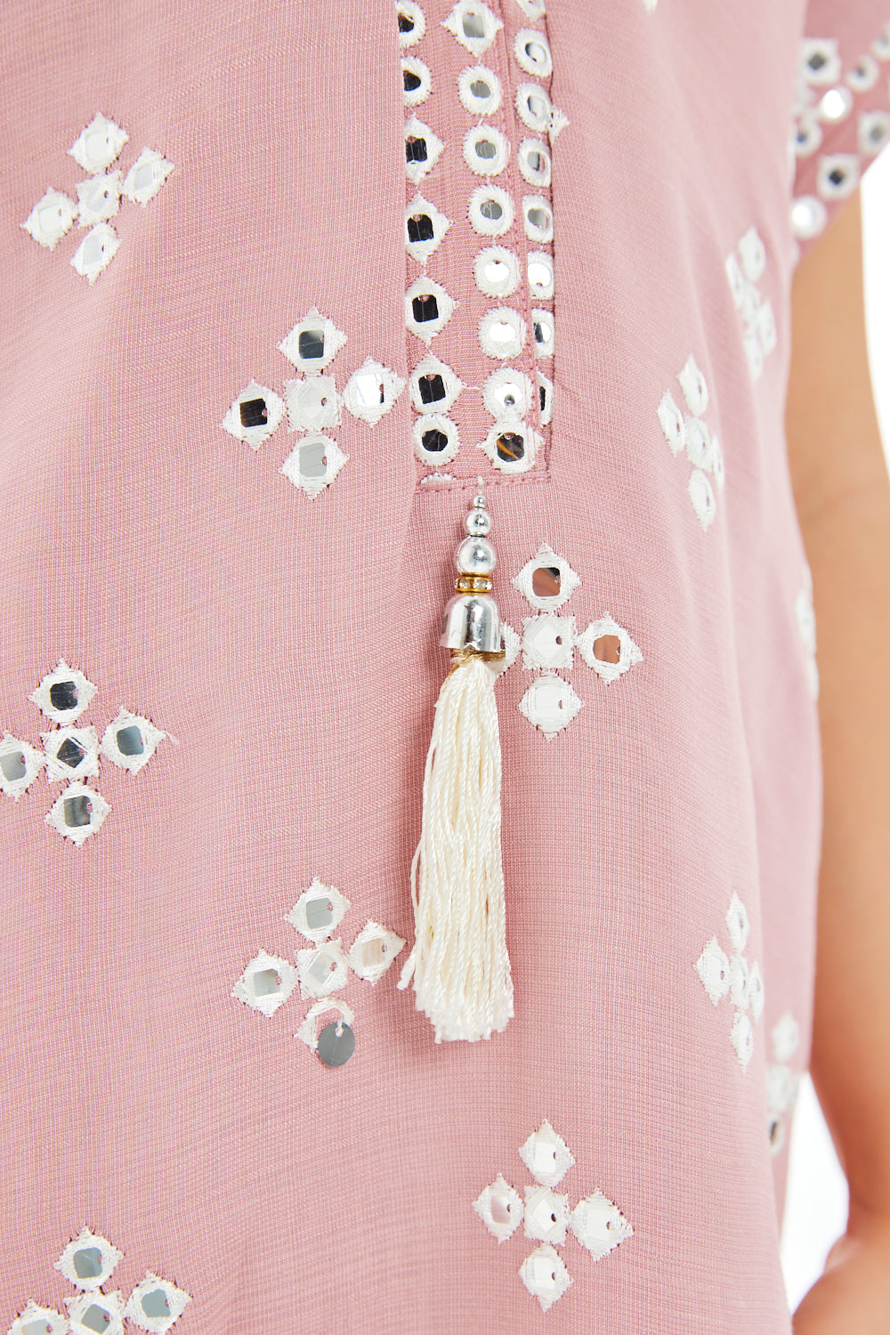 Chevron Pattern Embroidered Kaftan Dress