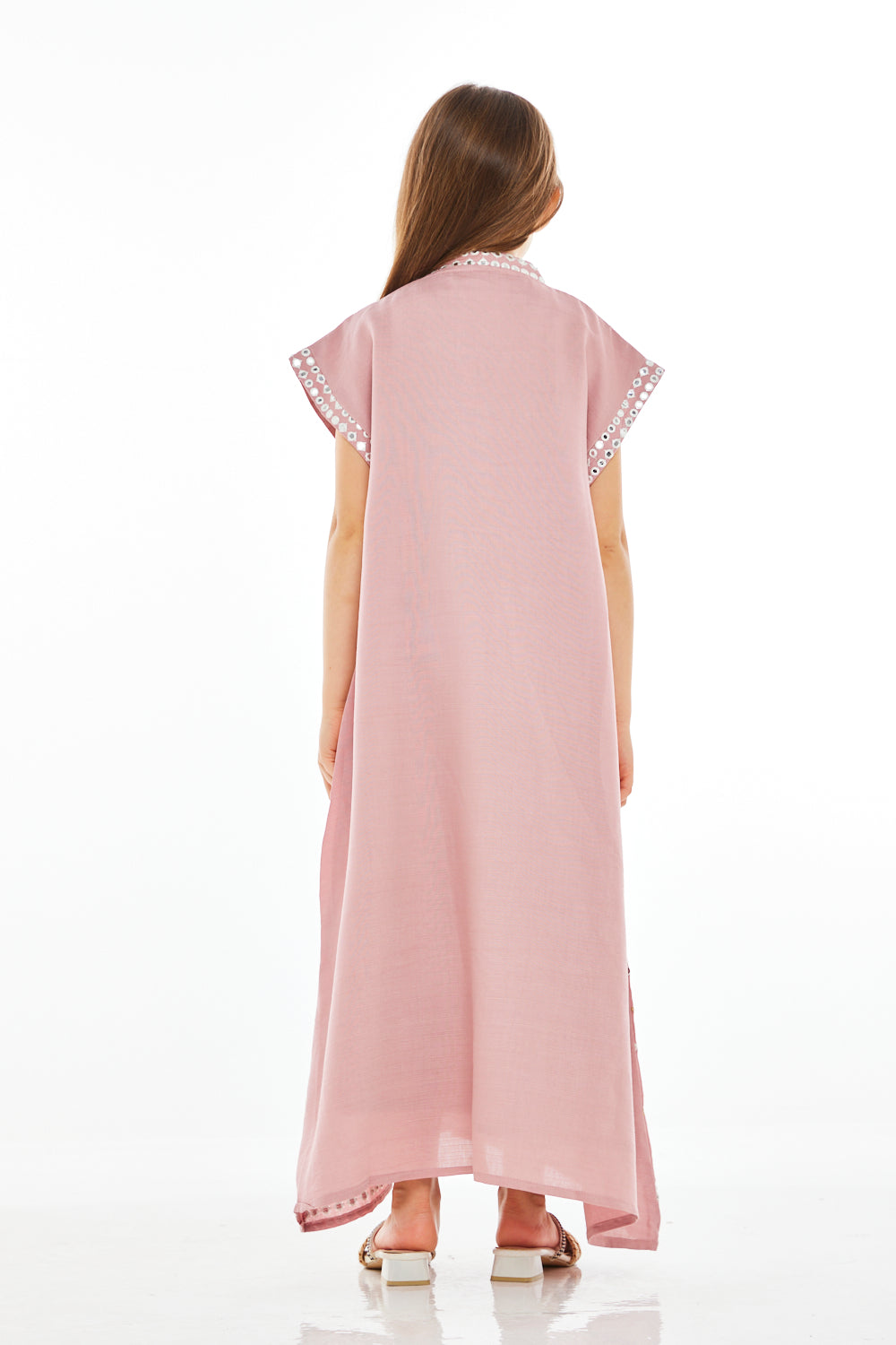 Chevron Pattern Embroidered Kaftan Dress