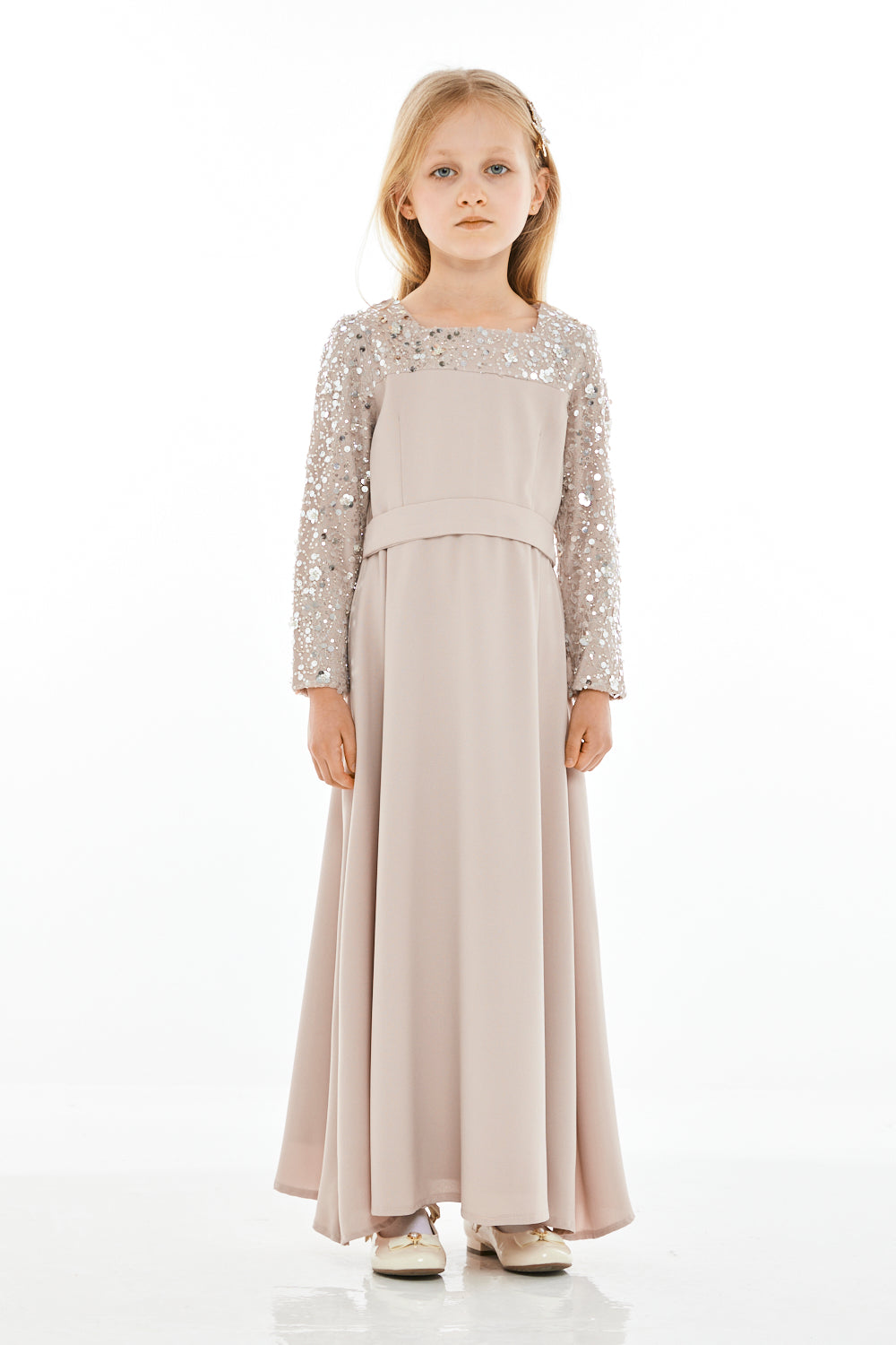 Sequin Yoke Contrast Gown