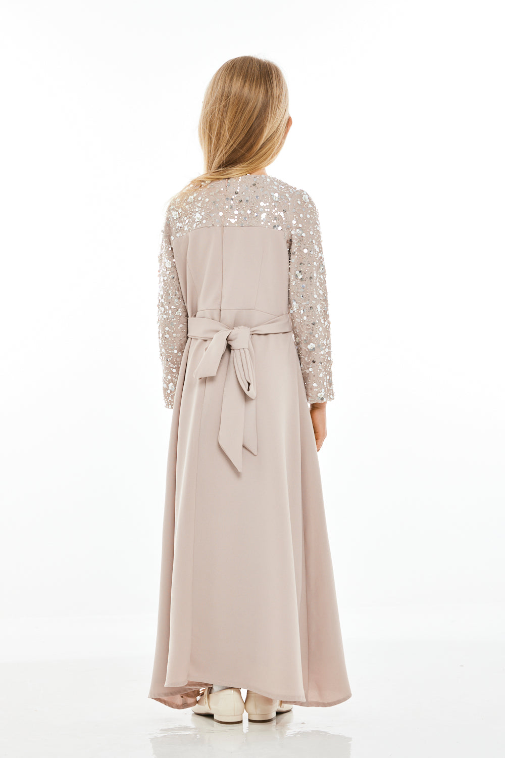 Sequin Yoke Sleeve Dress