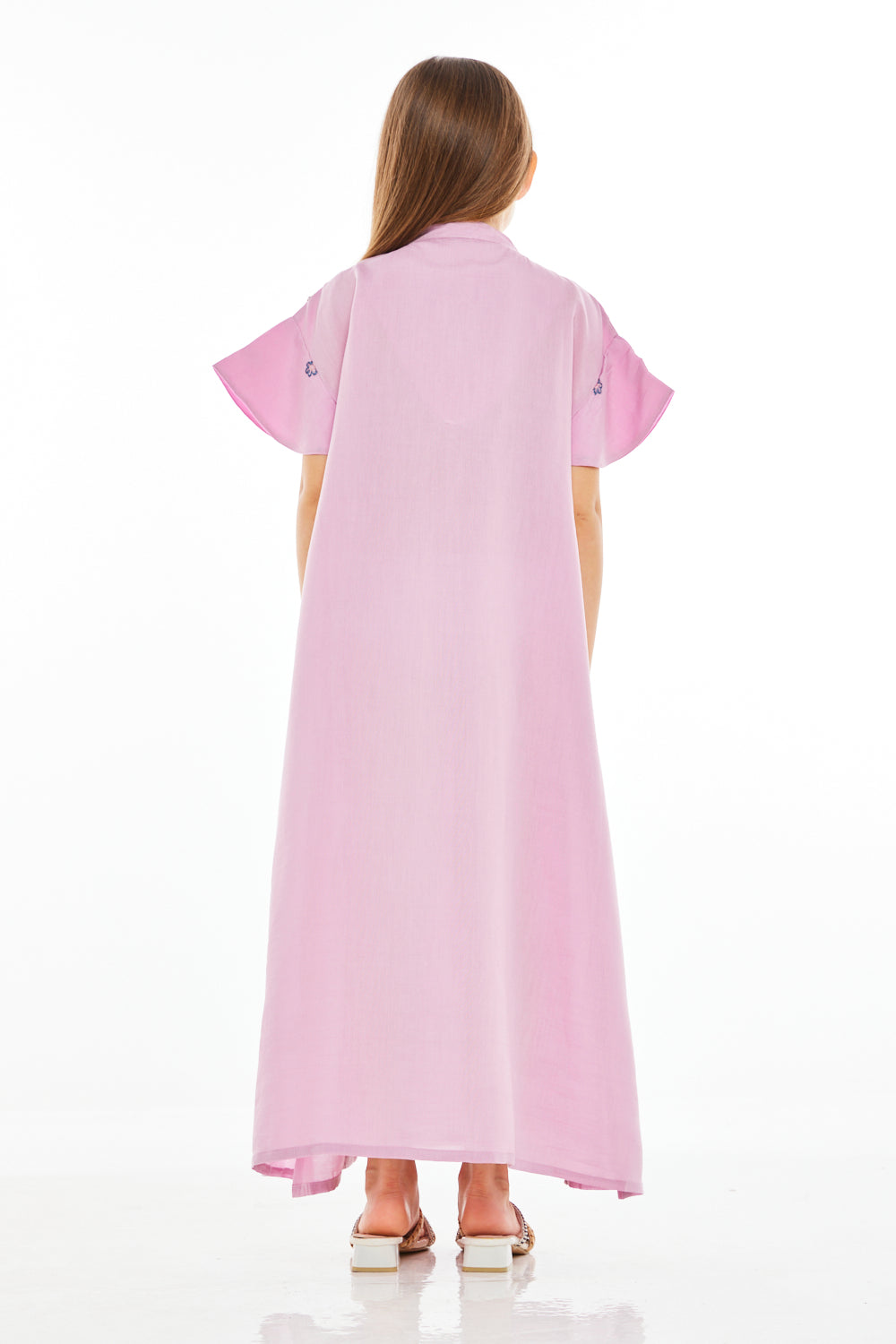 Floral Embroidered Statement Sleeve Straight Maxi Dress