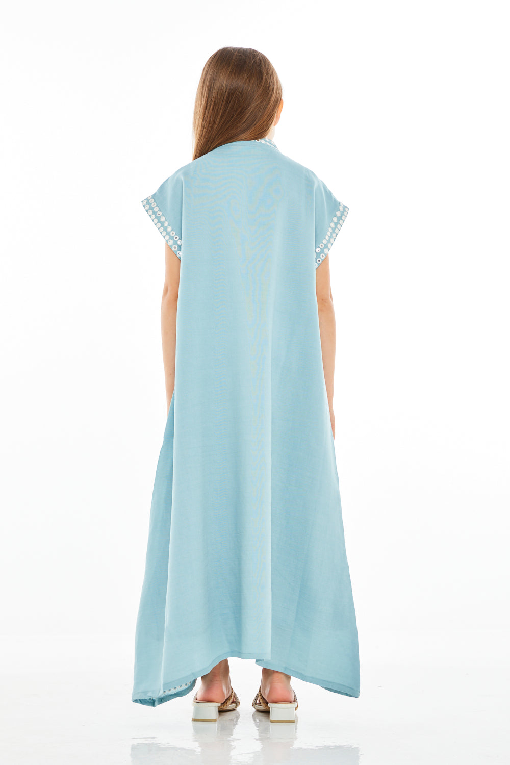 Chevron Pattern Embroidered Kaftan Dress