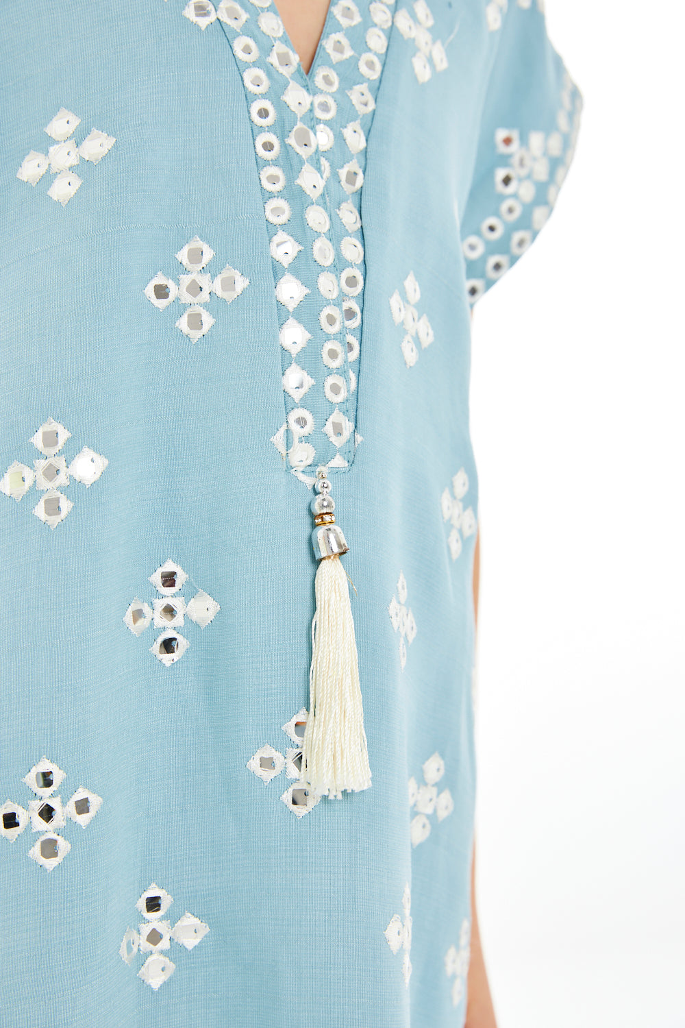 Chevron Pattern Embroidered Kaftan Dress