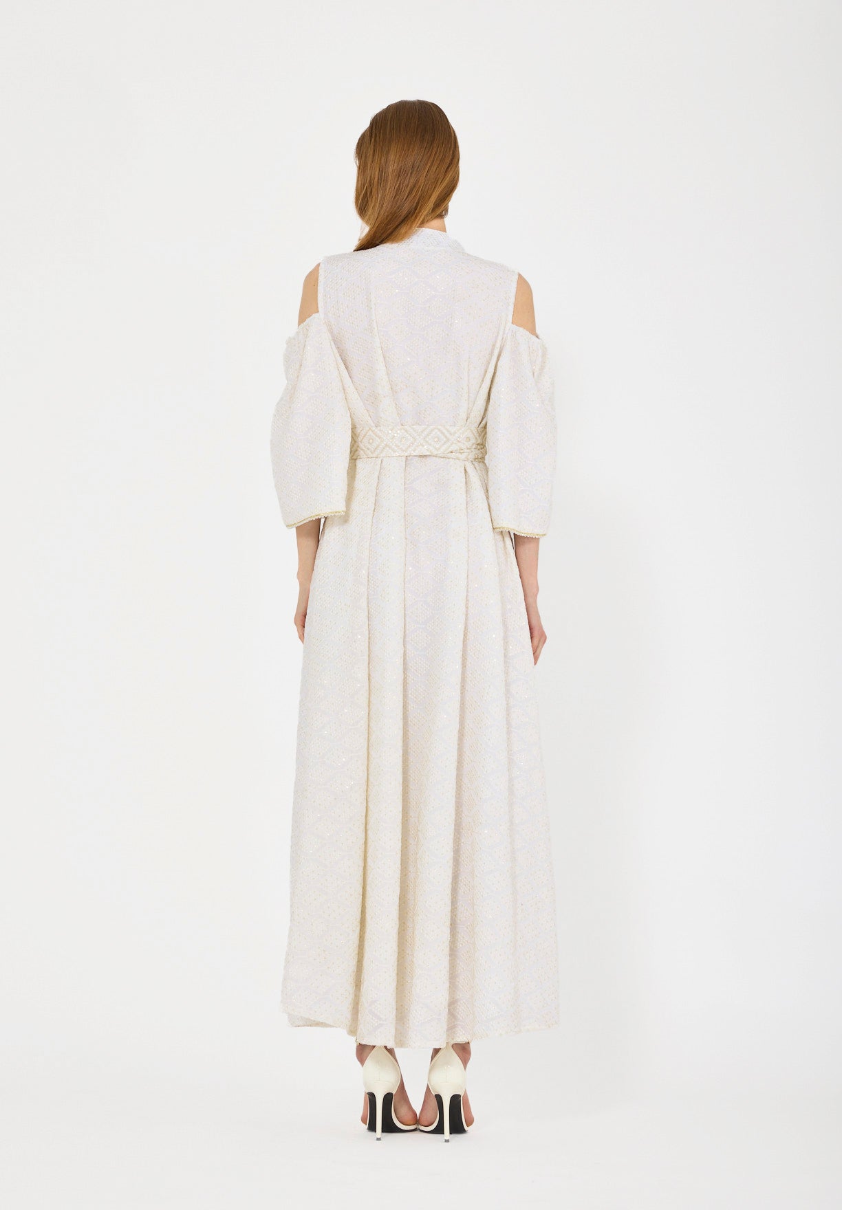 Cold-Shoulder Geometric Pattern Dress