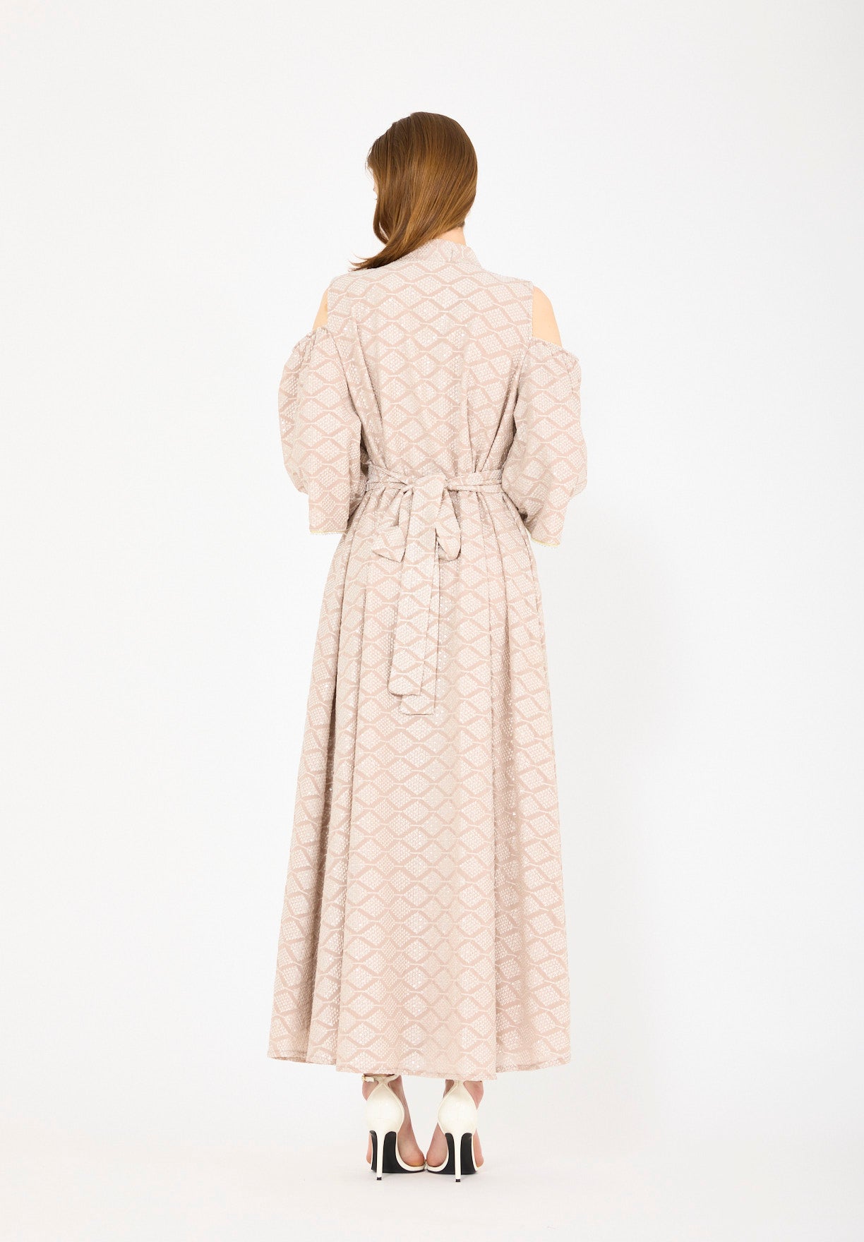 Cold-Shoulder Geometric Pattern Dress