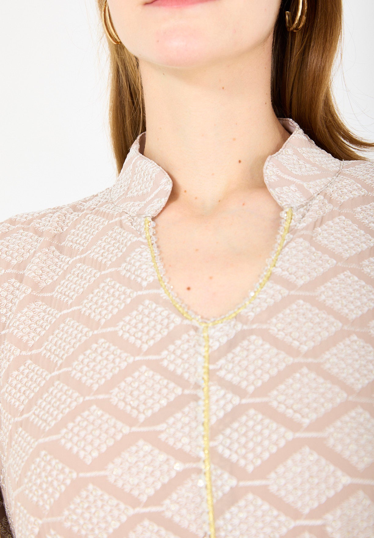 Cold-Shoulder Geometric Pattern Dress