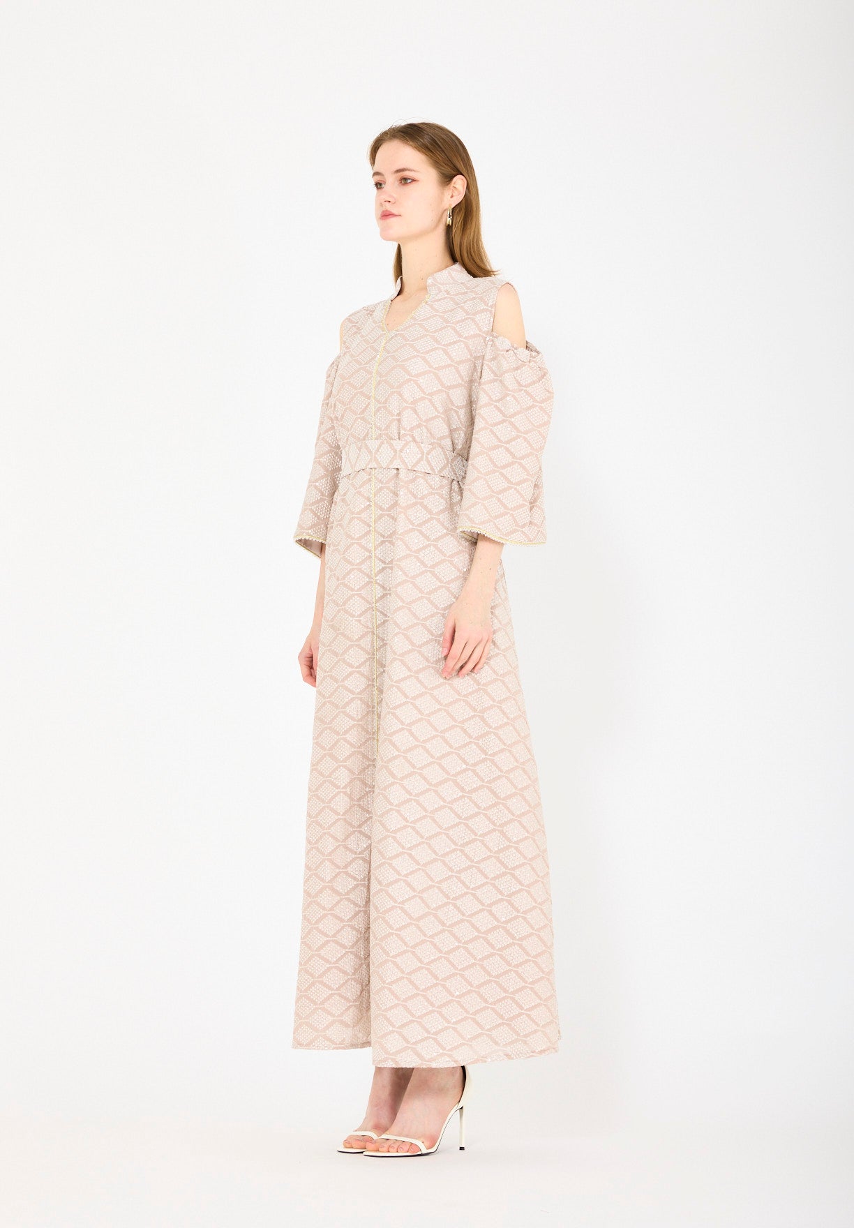 Cold-Shoulder Geometric Pattern Dress