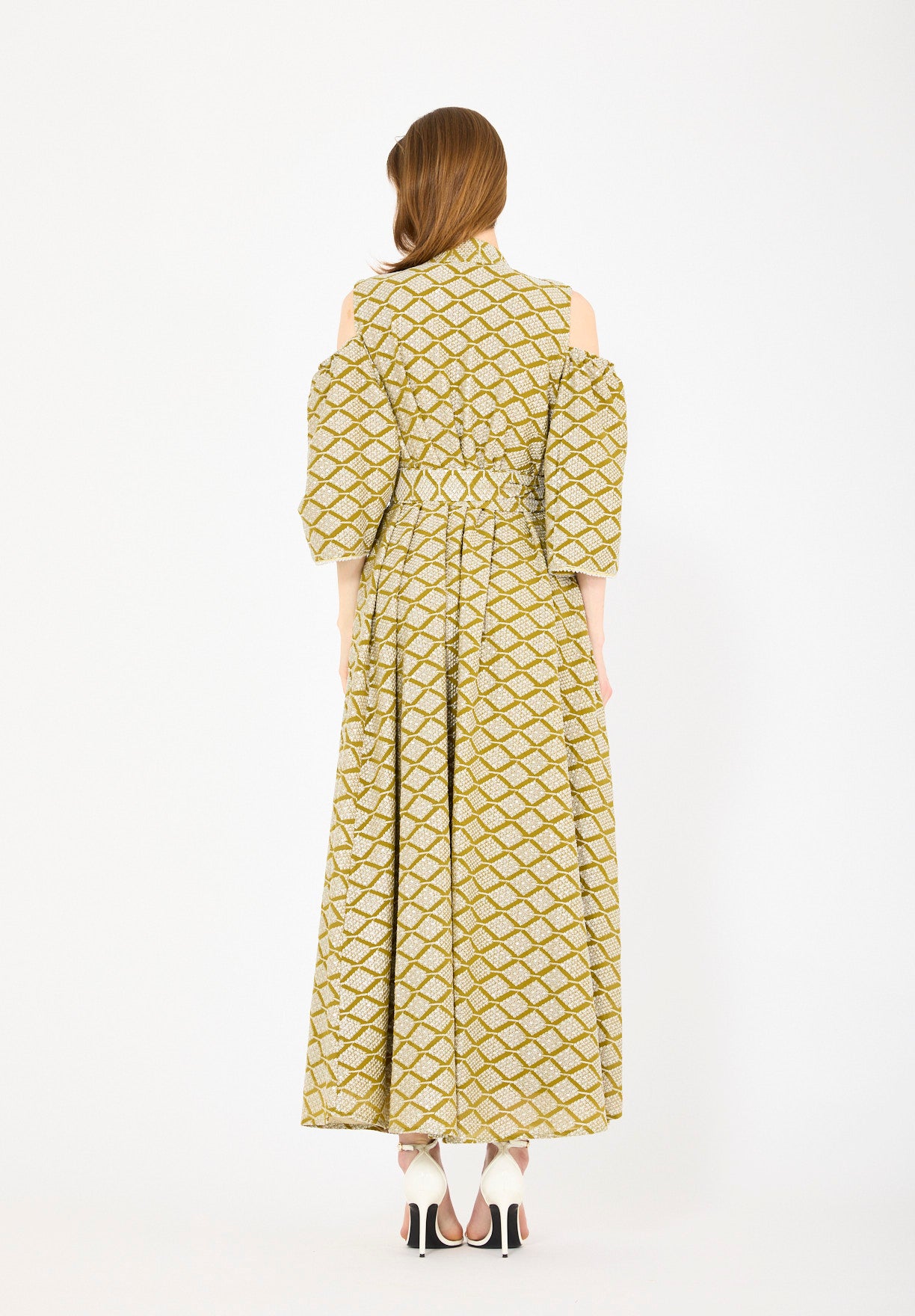 Cold-Shoulder Geometric Pattern Dress