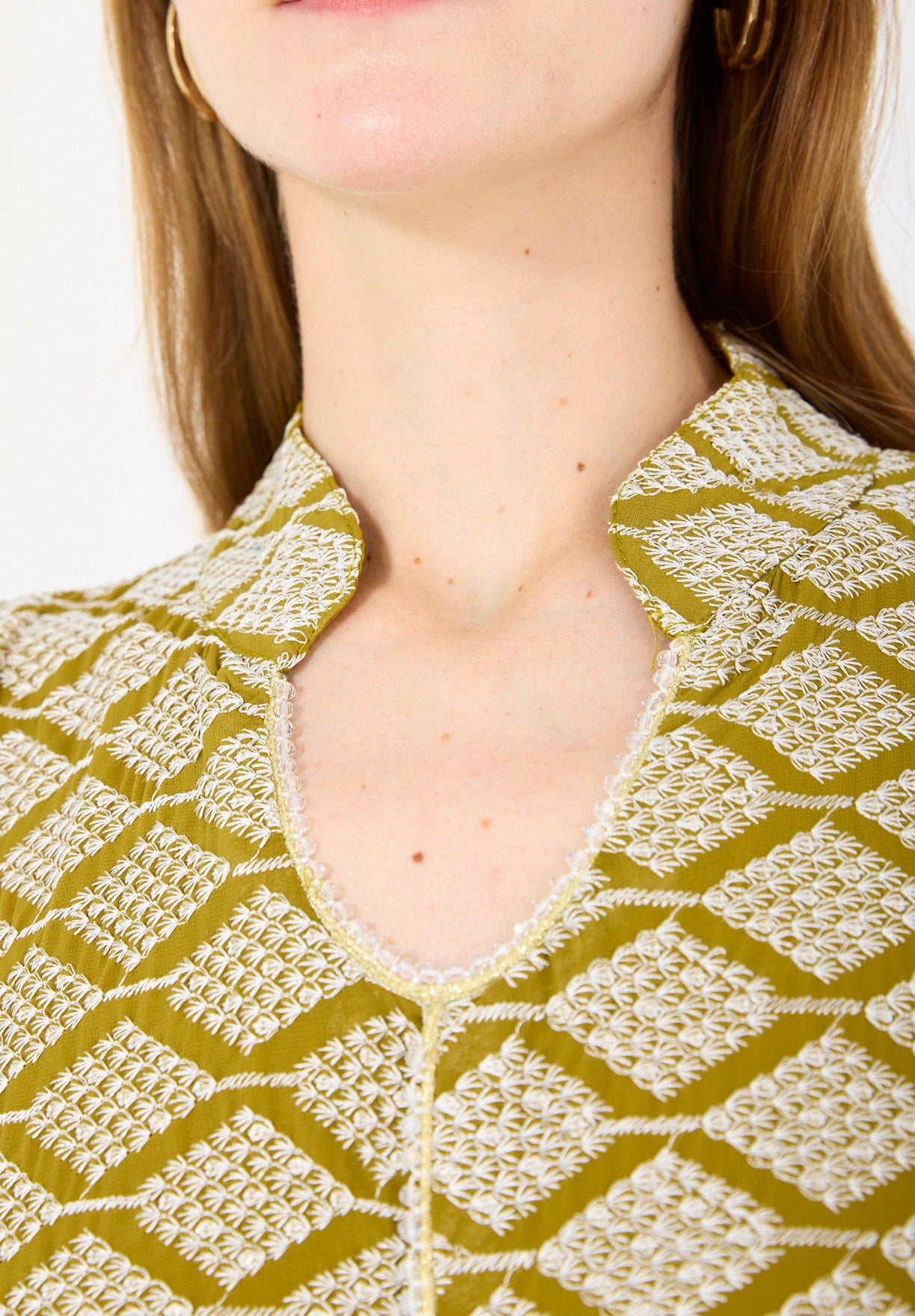 Cold-Shoulder Geometric Pattern Dress