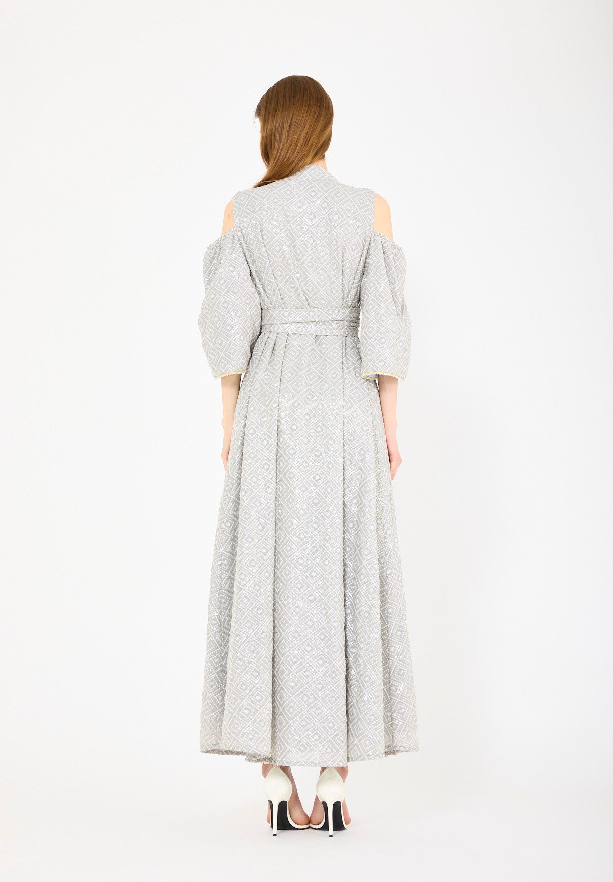 Cold-Shoulder Geometric Pattern Dress