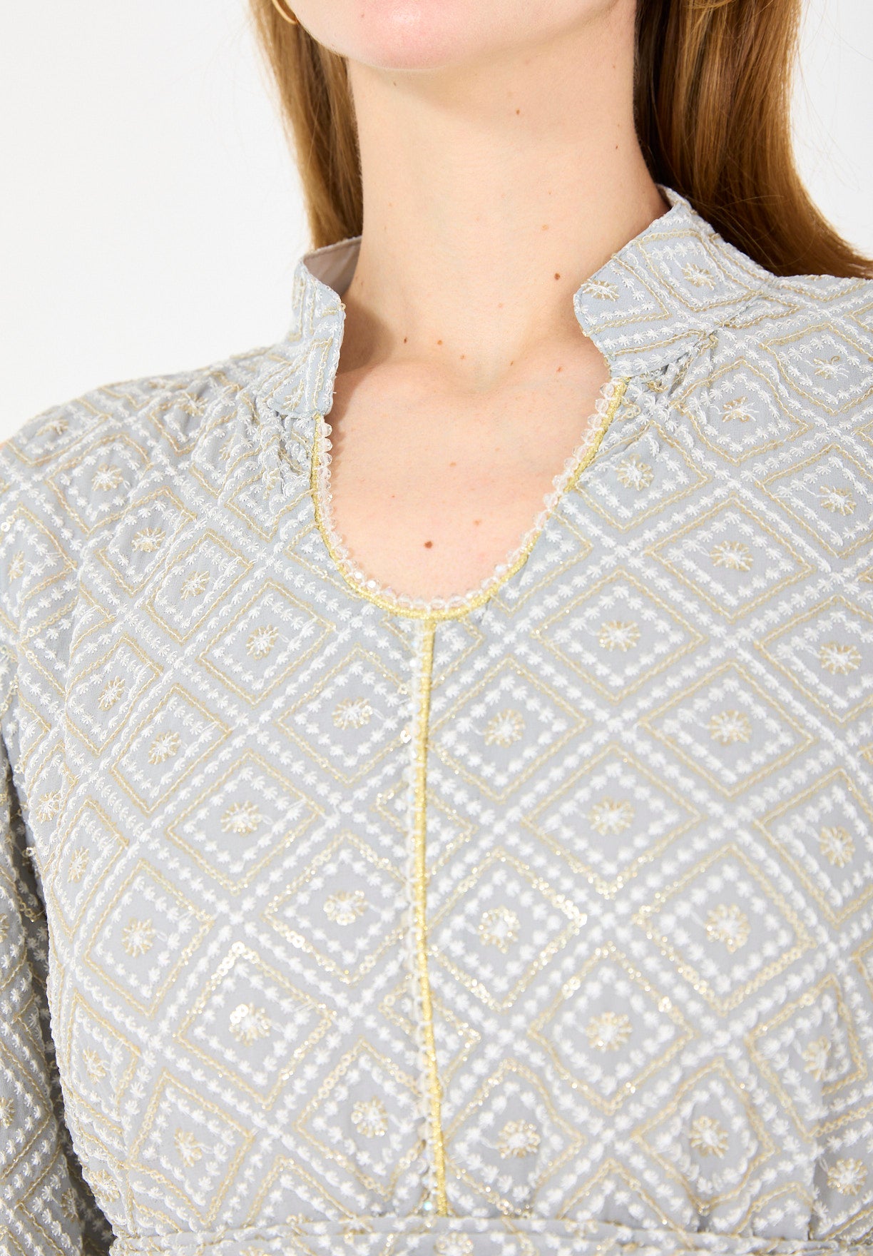 Cold-Shoulder Geometric Pattern Dress