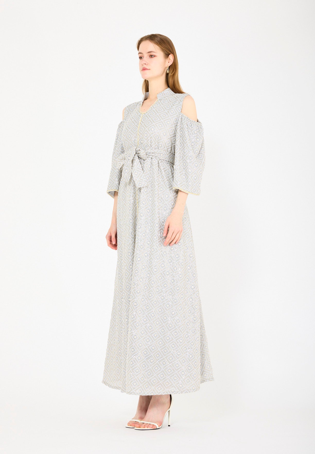 Cold-Shoulder Geometric Pattern Dress