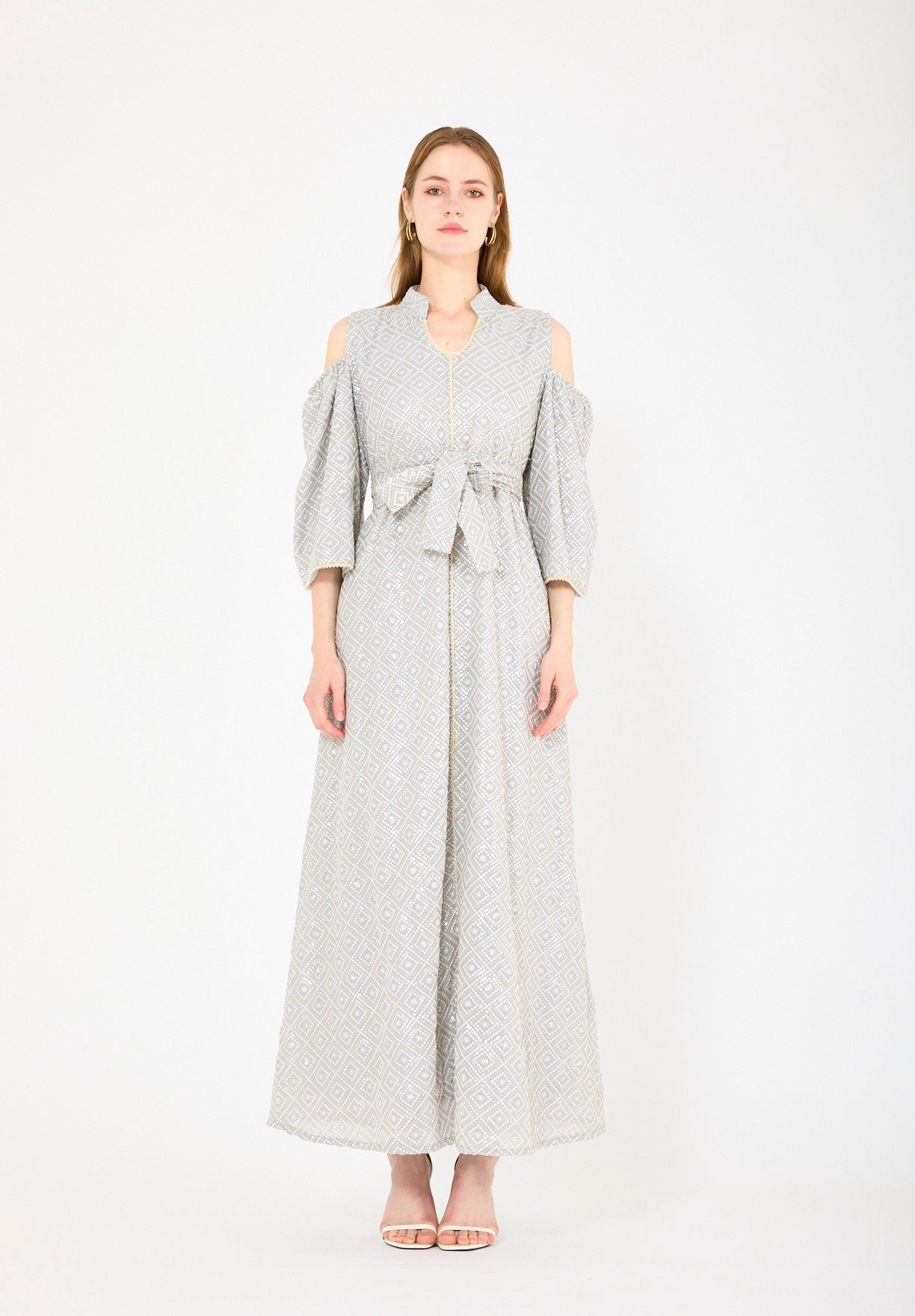 Cold-Shoulder Geometric Pattern Dress
