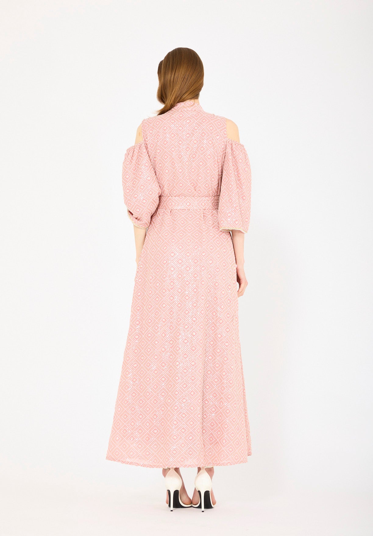 Cold-Shoulder Geometric Pattern Dress