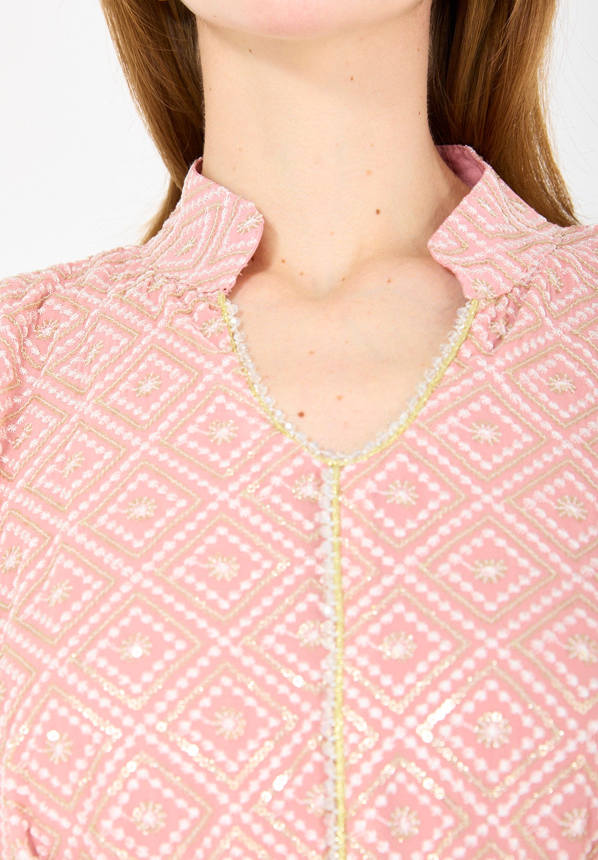 Cold-Shoulder Geometric Pattern Dress