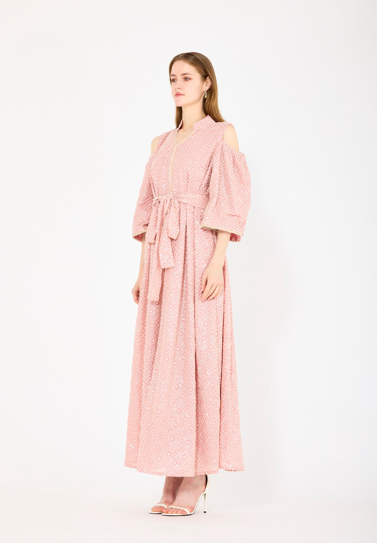Cold-Shoulder Geometric Pattern Dress