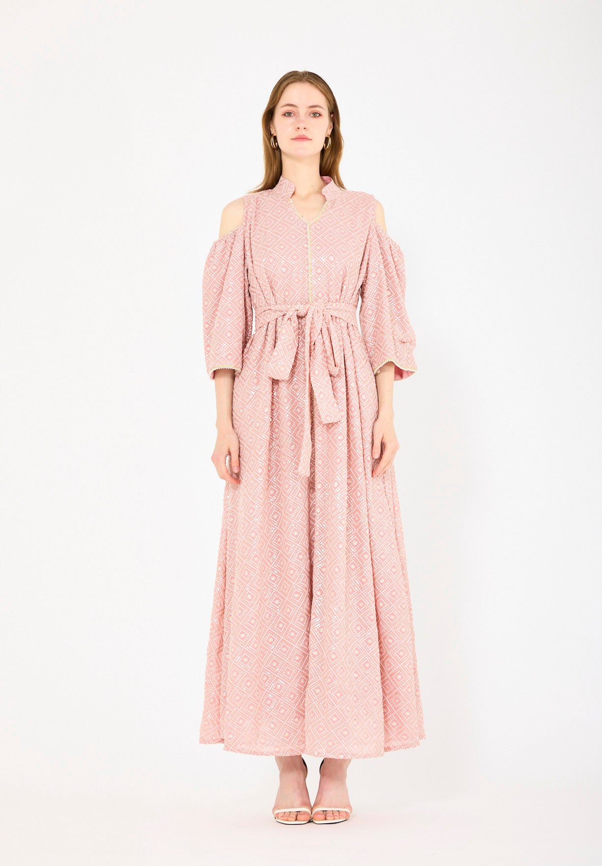 Cold-Shoulder Geometric Pattern Dress