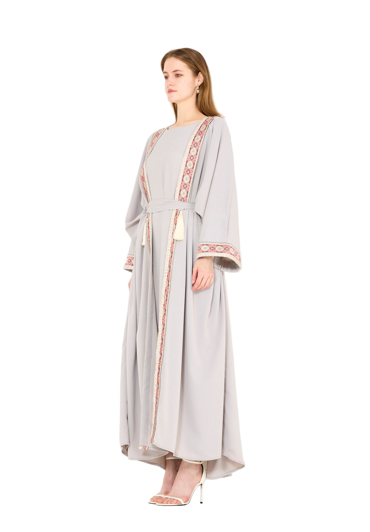Embellished Bisht With Tassels & Dress Set