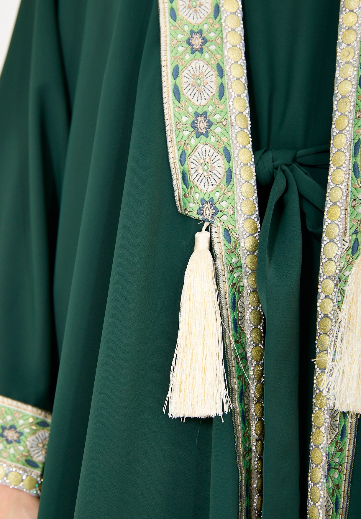 Embellished Bisht With Tassels & Dress Set